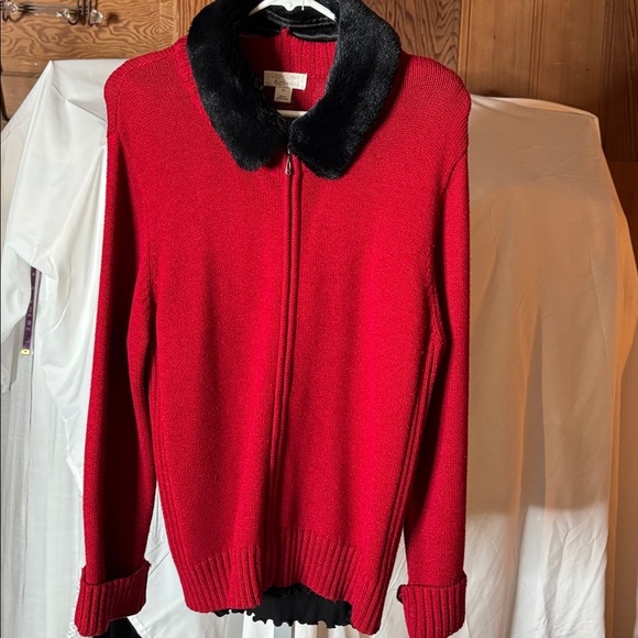 Charter Club Women's Red and Black Cardigan Sweater - Picture 2 of 8